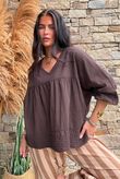 Prairie Pintuck Cotton Smock Chocolate